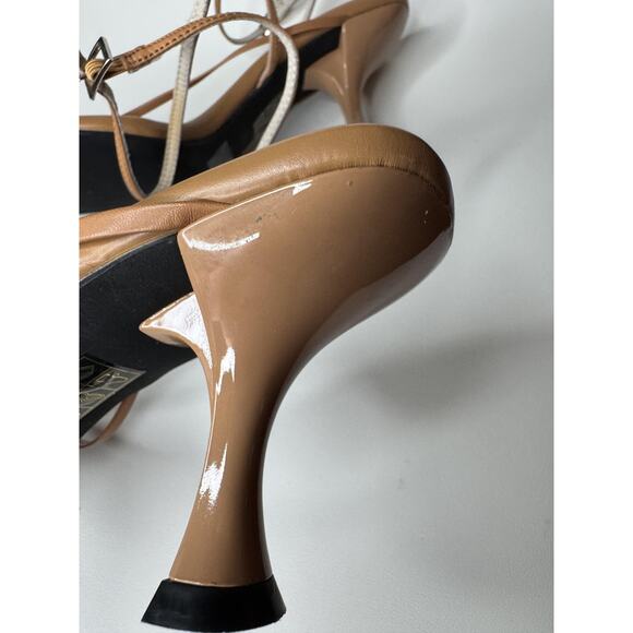 Jeffrey Campbell Shoes Womens Size 9.5 Tan Strappy Heels Sandals Square Toe - Picture 9 of 11